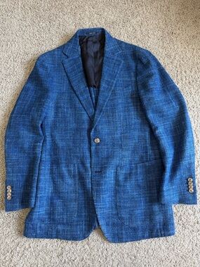 Suit Supply Double Vent Silk Linen Cotton Double Button Blazer